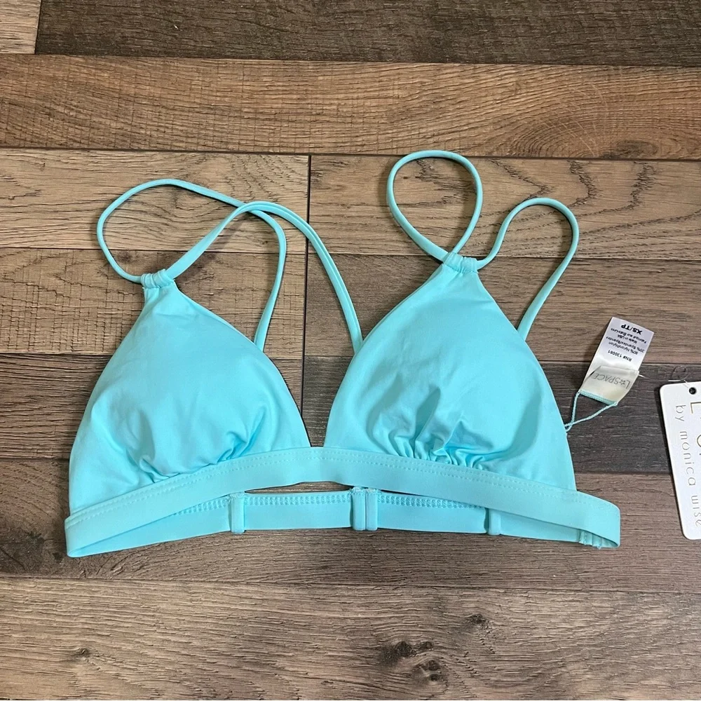 NWT L*Space blue triangle bikini top XS